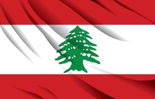 libanon nationell flagga vinka realistisk vektor illustration