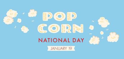 blå bakgrund för nationell popcorn dag på januari 19:e. vektor