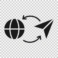 globale Reiseikone im flachen Stil. Papierflugzeug-Vektorillustration auf weißem getrenntem Hintergrund. internationales transportgeschäftskonzept. vektor