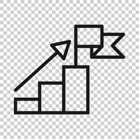 Treppe mit Finish-Flag-Symbol im flachen Stil. Führungsherausforderungsvektorillustration auf weißem Hintergrund. geschäftskonzept für karrierewachstum. vektor