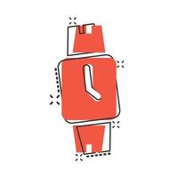 Armbanduhr-Symbol im Comic-Stil. Handuhr Cartoon-Vektor-Illustration auf weißem Hintergrund isoliert. Zeit Armband Spritzeffekt Geschäftskonzept. vektor