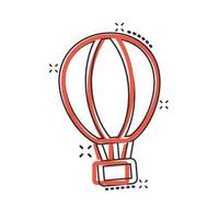 Luftballon-Symbol im Comic-Stil. Aerostat-Cartoon-Vektorillustration auf weißem, isoliertem Hintergrund. Geschäftskonzept mit fliegendem Transport-Splash-Effekt. vektor