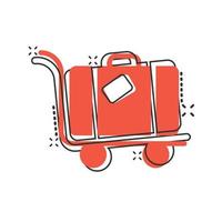 Reisetaschen-Symbol im Comic-Stil. Gepäckkarikatur-Vektorillustration auf weißem lokalisiertem Hintergrund. Geschäftskonzept mit Gepäckspritzeffekt. vektor