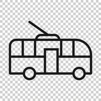 Trolleybus-Symbol im flachen Stil. Oberleitungsbus-Vektorillustration auf weißem lokalisiertem Hintergrund. Geschäftskonzept für Autobus-Fahrzeuge. vektor