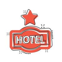 Hotel 1 Sternzeichen-Symbol im Comic-Stil. Inn Cartoon-Vektor-Illustration auf weißem Hintergrund isoliert. Geschäftskonzept mit Splash-Effekt für Hostelzimmerinformationen. vektor