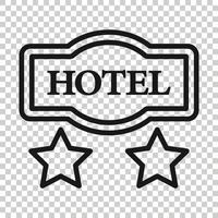 Hotel 2-Sterne-Schild-Symbol im flachen Stil. Inn-Vektor-Illustration auf weißem Hintergrund isoliert. Geschäftskonzept für Hostelzimmerinformationen. vektor