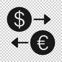 valuta utbyta ikon i platt stil. dollar euro överföra vektor illustration på vit isolerat bakgrund. finansiell bearbeta företag begrepp.