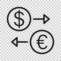 valuta utbyta ikon i platt stil. dollar euro överföra vektor illustration på vit isolerat bakgrund. finansiell bearbeta företag begrepp.