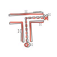 Kreuzungssymbol im Comic-Stil. straßennavigationskarikatur-vektorillustration auf weißem lokalisiertem hintergrund. lokalisieren sie das geschäftskonzept des splash-effekts der pin-position. vektor