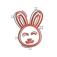 Kaninchen-Symbol im Comic-Stil. Häschenkarikatur-Vektorillustration auf weißem getrenntem Hintergrund. Frohe Ostern Spritzeffekt Geschäftskonzept. vektor