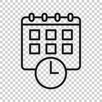 Kalender mit Uhrensymbol im flachen Stil. Tagesordnungsvektorillustration auf weißem getrenntem Hintergrund. zeitplaner geschäftskonzept planen. vektor