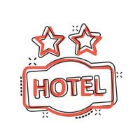 Hotel 2-Sterne-Schild-Symbol im Comic-Stil. Inn Cartoon-Vektor-Illustration auf weißem Hintergrund isoliert. Geschäftskonzept mit Splash-Effekt für Hostelzimmerinformationen. vektor