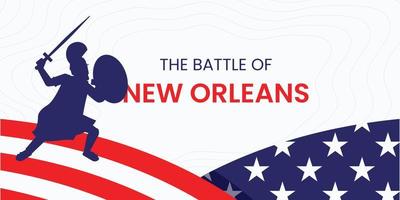 die schlacht von new orleans. Silhouette des Reitpferdes der amerikanischen Armee mit Amreca-Flaggenvektorillustration vektor