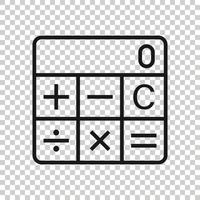 Taschenrechner-Symbol im flachen Stil. Berechnen Sie die Vektorillustration auf weißem, isoliertem Hintergrund. Berechnung Geschäftskonzept. vektor