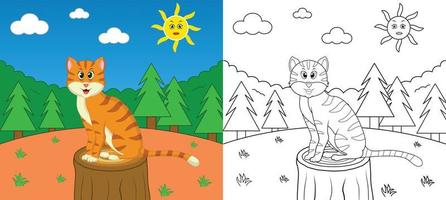 Tierwelt süße Cartoon-Katze Malseite mit Strichzeichnungen Vektor-Illustration vektor