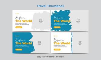 Thumbnail-Design für Reise- und Tourvideos. Video-Thumbnail des Marketingservices für Hoteltourismus vektor