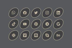 Social-Media-Symbol bündelt Facebook, Instagram, Twitter, Linkedin und andere Logo-Symbole vektor