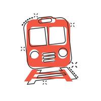 metro ikon i komisk stil. tåg tunnelbana tecknad serie vektor illustration på vit isolerat bakgrund. järnväg frakt stänk effekt företag begrepp.