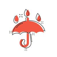 paraply ikon i komisk stil. parasoll tecknad serie vektor illustration på vit isolerat bakgrund. tak stänk effekt företag begrepp.