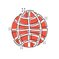 Erdplaneten-Symbol im Comic-Stil. Globus geografische Cartoon-Vektor-Illustration auf weißem Hintergrund isoliert. globales kommunikationssplash-effekt-geschäftskonzept. vektor
