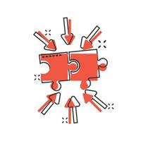 Puzzle Puzzle-Symbol im Comic-Stil. lösungskompatible Cartoon-Vektorillustration auf weißem, isoliertem Hintergrund. Kombination Splash-Effekt-Geschäftskonzept. vektor