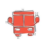 buss ikon i komisk stil. tränare tecknad serie vektor illustration på vit isolerat bakgrund. autobus fordon stänk effekt företag begrepp.