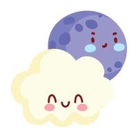 Mond und Wolken kawaii Wetter vektor