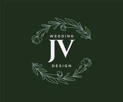 jv initialen brief hochzeitsmonogramm logos sammlung, handgezeichnete moderne minimalistische und florale vorlagen für einladungskarten, save the date, elegante identität für restaurant, boutique, café im vektor