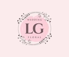 lg initialen brief hochzeit monogramm logos vorlage, handgezeichnete moderne minimalistische und florale vorlagen für einladungskarten, datum speichern, elegante identität. vektor