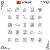 25 Benutzeroberflächen-Linienpaket mit modernen Zeichen und Symbolen von editierbaren Vektordesign-Elementen für Beerdigungssargsaft-Sargstern vektor