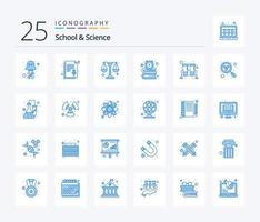skola och vetenskap 25 blå Färg ikon packa Inklusive labb. tid. fysik. skola. böcker vektor