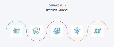 brasiliansk karneval blå 5 ikon packa Inklusive Sol ljus. ljus. blomma. ljusstyrka. is grädde vektor
