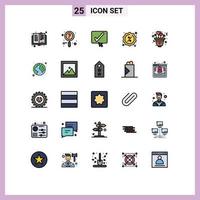Aktienvektor-Icon-Pack mit 25 Zeilenzeichen und Symbolen für das Liebes-Shopping-Genehmigungs-Verkaufsabzeichen editierbare Vektor-Design-Elemente vektor