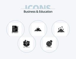 företag och utbildning glyf ikon packa 5 ikon design. uppdrag. prestation. värld bred. certifikat. företag vektor