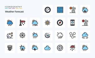 25 mit Wetterlinien gefülltes Stil-Icon-Paket vektor