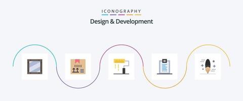 design och utveckling platt 5 ikon packa Inklusive design. borsta. måla. utveckling. leverans vektor