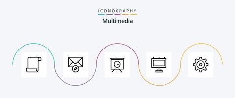multimedia linje 5 ikon packa Inklusive . tid. multimedia vektor