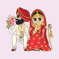 indisk bröllop tecknad serie karaktär vektor