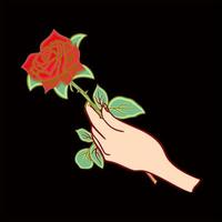 vektorillustration einer hand, die eine rosenblume hält vektor