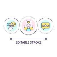 Symbol für das Konzept der Kundenzufriedenheitsschleife. positives Kundenfeedback. konsumentenerfahrungsrate abstrakte idee dünne linie illustration. isolierte Umrisszeichnung. editierbarer Strich vektor