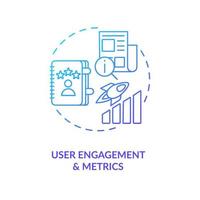 Benutzerengagement-Metriken blaues Gradientenkonzept-Symbol. Startanalyse. Geschäftsdaten. unternehmensinformationen abstrakte idee dünne linie illustration. isolierte Umrisszeichnung vektor