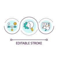 optimera utveckling och släpp processer slinga begrepp ikon. projekt strategi. produktion förvaltning mål abstrakt aning tunn linje illustration. isolerat översikt teckning. redigerbar stroke vektor