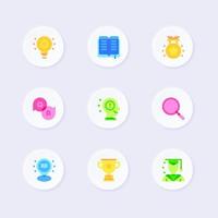 färgrik platt stil utbildning ui ikoner för appar vektor