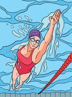 simning sporter färgad tecknad serie illustration vektor