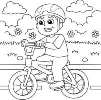 Jungen Radfahren Malvorlagen für Kinder vektor