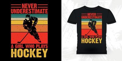 rolig sporter hockey spelare gåva retro årgång hockey t-shirt design vektor