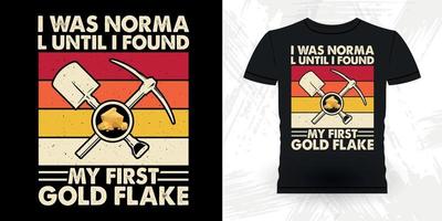 guld malmletare rolig guld grävning retro årgång guld panorering t-shirt design vektor