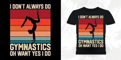 rolig gymnast flickor kvinnor retro årgång gymnastik t-shirt design vektor