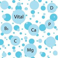 abstrakt bakgrund textur av fläckar i trendig blek blå nyans och brev de namn av vitamin inuti vektor