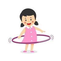 söt tjej som spelar hula hoop vektor